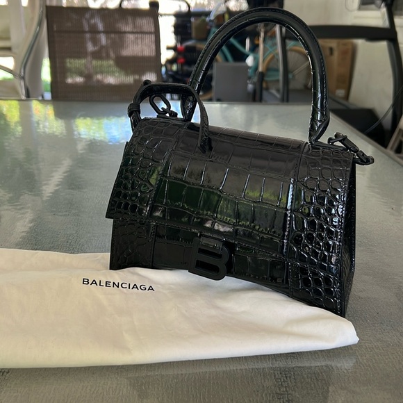 Balenciaga Hourglass XS Croc Embossed Handbag - Picture 6 of 13